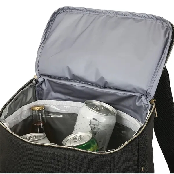 Backpack cooler made from polyester with PEVA lining; includes bottle opener... from ASI 67866 Logomark/Valumark