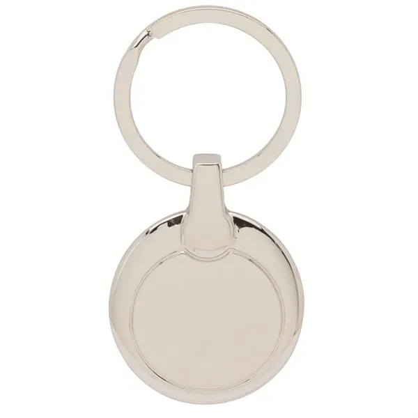 0.31" x 3" x 1.25" Perspective round metal keychain with chrome... from ASI 67866 Logomark/Valumark / Valumark™