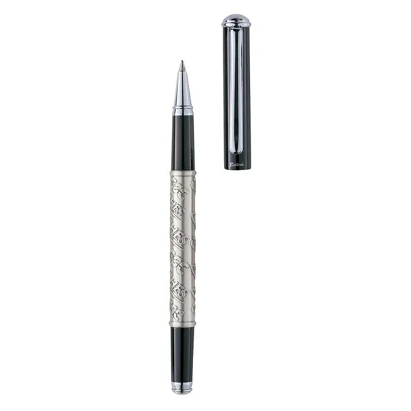 Rollerball pen with lacquered coat and sculptured etching on the barrel.... from ASI 67866 Logomark/Valumark