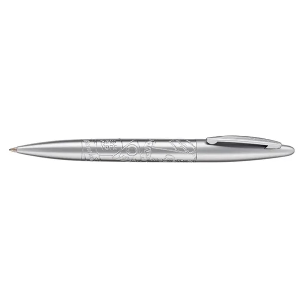 Twist-action ballpoint pen with fashionable styling and exquisite satin silver finish.... from ASI 67866 Logomark/Valumark
