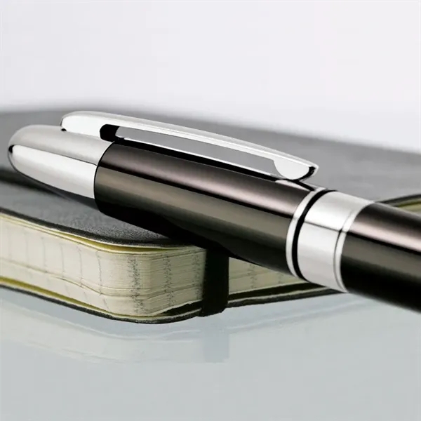 Twist action ballpoint pen with sleek shiny finish and solid brass... from ASI 67866 Logomark/Valumark