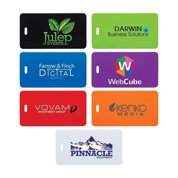 0.06" x 2.12" x 4.38" Varo luggage tag with pull-through strap;... from ASI 67866 Logomark/Valumark / Valumark™
