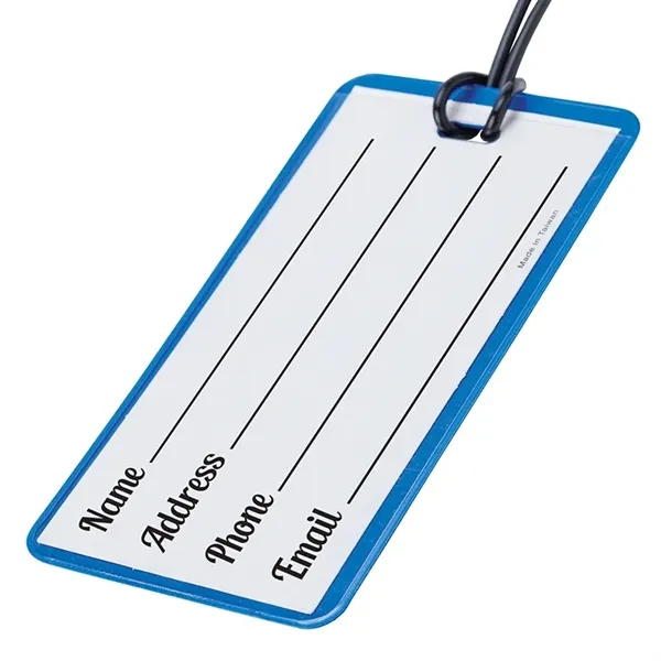 0.06" x 2.12" x 4.38" Varo luggage tag with pull-through strap;... from ASI 67866 Logomark/Valumark / Valumark™