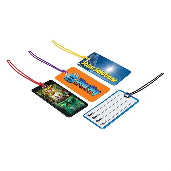 0.06" x 2.12" x 4.38" Varo luggage tag with pull-through strap;... from ASI 67866 Logomark/Valumark / Valumark™