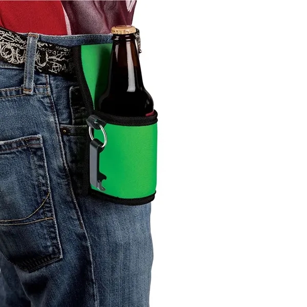 Neoprene can and bottle holster; includes bottle opener keyring with can... from ASI 67866 Logomark/Valumark / Valumark™