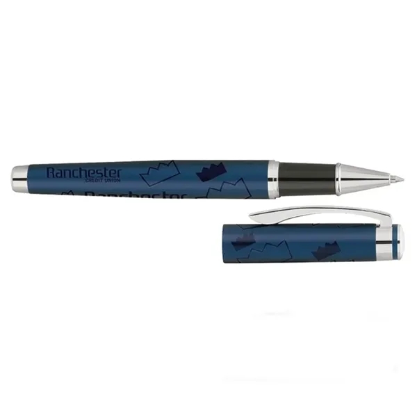 Rollerball pen with full wrap printed cap and barrel design, solid... from ASI 67866 Logomark/Valumark
