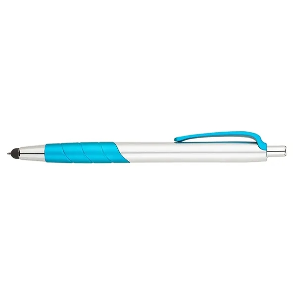 Plunger action ballpoint pen with clip and grip with color accents,... from ASI 67866 Logomark/Valumark / Valumark™