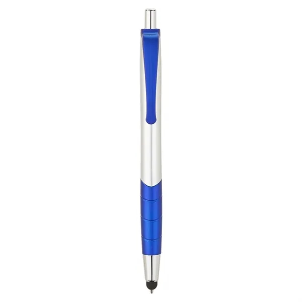 Plunger action ballpoint pen with clip and grip with color accents,... from ASI 67866 Logomark/Valumark / Valumark™
