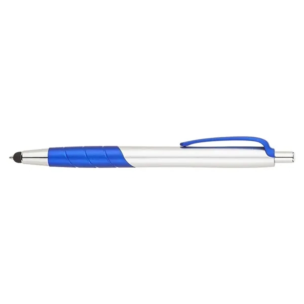 Plunger action ballpoint pen with clip and grip with color accents,... from ASI 67866 Logomark/Valumark / Valumark™
