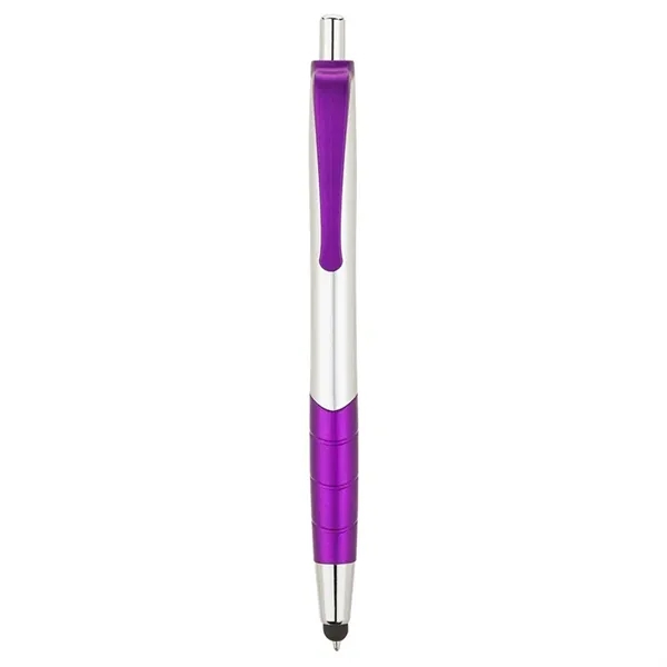 Plunger action ballpoint pen with clip and grip with color accents,... from ASI 67866 Logomark/Valumark / Valumark™