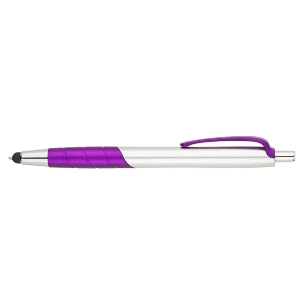 Plunger action ballpoint pen with clip and grip with color accents,... from ASI 67866 Logomark/Valumark / Valumark™