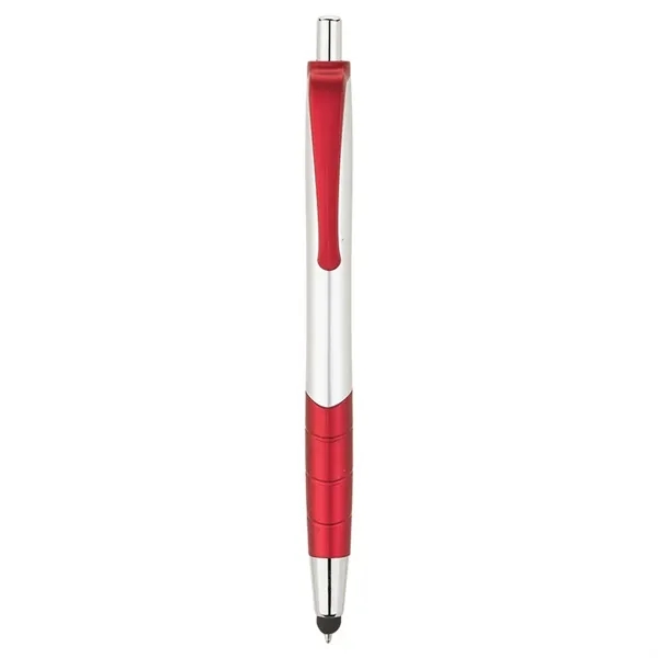 Plunger action ballpoint pen with clip and grip with color accents,... from ASI 67866 Logomark/Valumark / Valumark™
