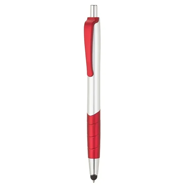 Plunger action ballpoint pen with clip and grip with color accents,... from ASI 67866 Logomark/Valumark / Valumark™