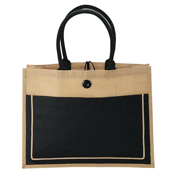 5.5" x 14" x 18.25" natural jute tote bag; includes front... from ASI 67866 Logomark/Valumark