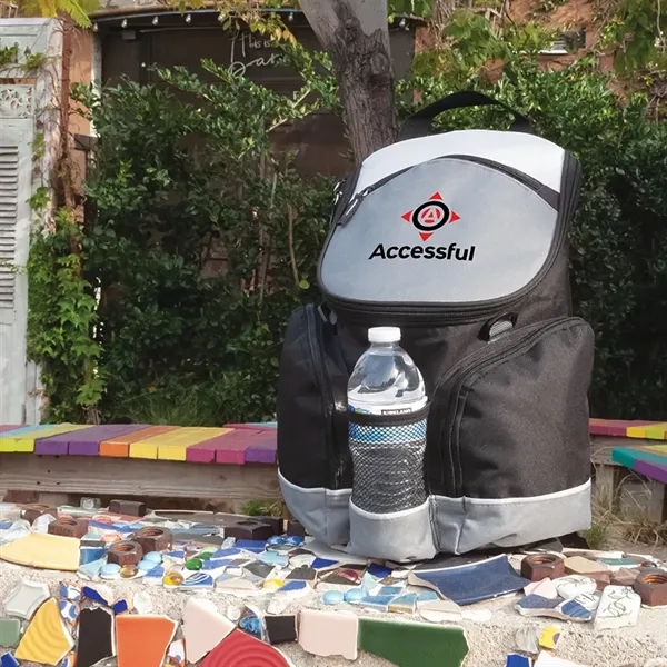 5.12" x 15.19" x 12" Coolio 12-can backpack cooler with heat-sealed... from ASI 67866 Logomark/Valumark