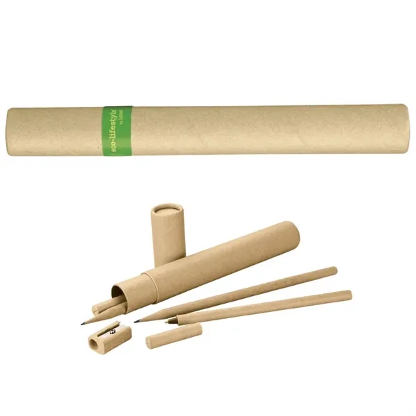 Writing utensil set that includes a pen, pencil, wooden sharpener and... from ASI 67866 Logomark/Valumark / Valumark™