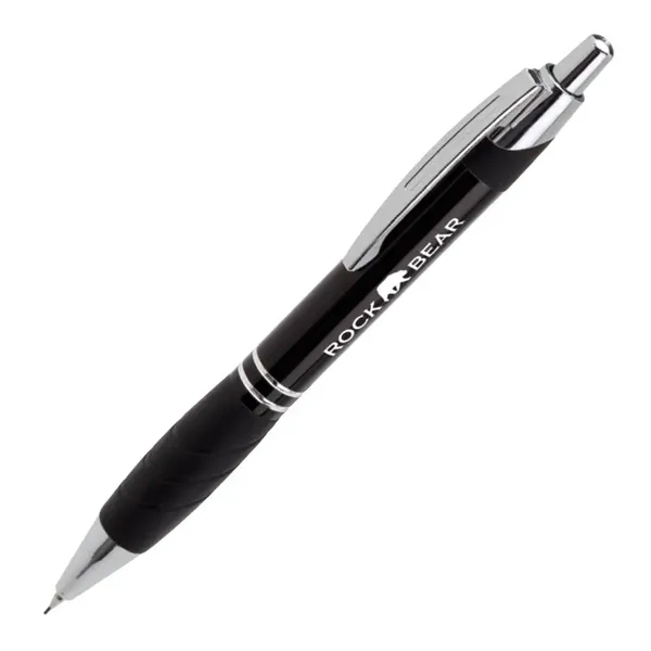 Plunger action aluminum mechanical pencil with a rubber grip and metal... from ASI 67866 Logomark/Valumark / Valumark™