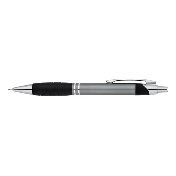 Plunger action aluminum mechanical pencil with a rubber grip and metal... from ASI 67866 Logomark/Valumark / Valumark™