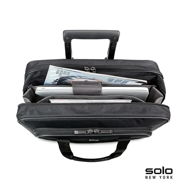 5.5" x 15" x 16" Solo® leather rolling trolley case with... from ASI 67866 Logomark/Valumark