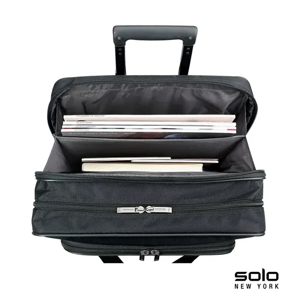 5.5" x 15" x 16" Solo® leather rolling trolley case with... from ASI 67866 Logomark/Valumark