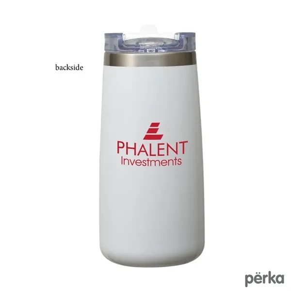 3.38" x 7.31" x 3.38" Perka® Erie 16-ounce double-wall stainless steel... from ASI 67866 Logomark/Valumark