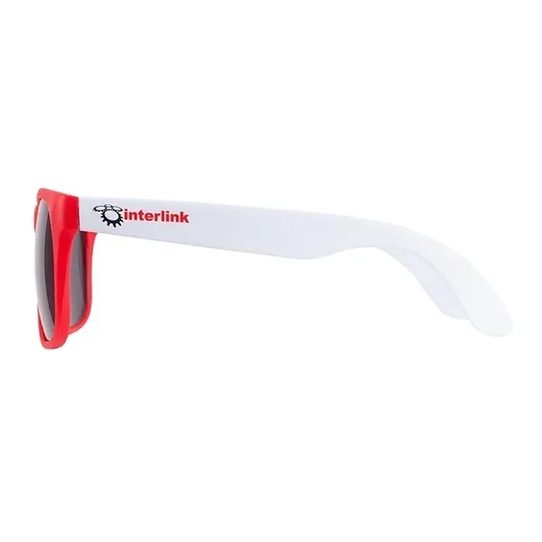 1.75" x 1.94" x 5.5" polycarbonate flare two-tone sunglasses with 100%... from ASI 67866 Logomark/Valumark / Valumark™