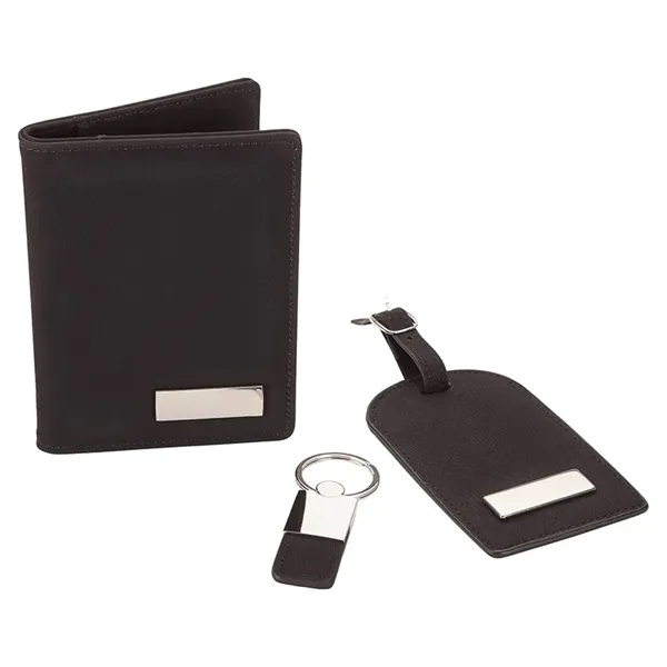 Stylish travel gift set with a matching leatherette passport holder, key... from ASI 67866 Logomark/Valumark
