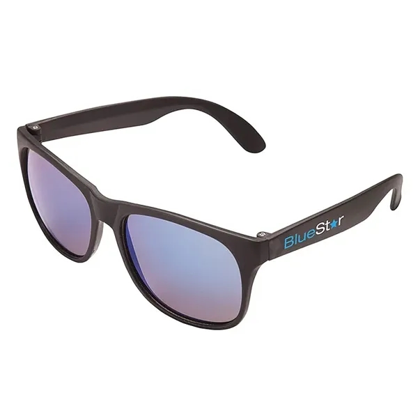 1.25" x 2.25" x 5.75" plastic sunglasses with mirrored lenses with... from ASI 67866 Logomark/Valumark / Valumark™