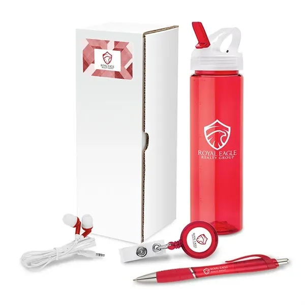 4-piece welcome gift set that includes a 25 oz. bottle, retractable... from ASI 67866 Logomark/Valumark