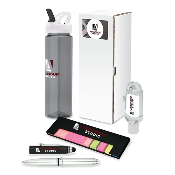 4-piece welcome gift set with 25 oz. bottle, 1 oz. hand... from ASI 67866 Logomark/Valumark