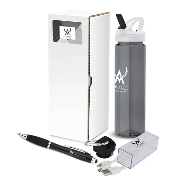 3-piece gift set that includes a 25 oz. PET water bottle,... from ASI 67866 Logomark/Valumark