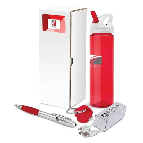 3-piece gift set that includes a 25 oz. PET water bottle,... from ASI 67866 Logomark/Valumark