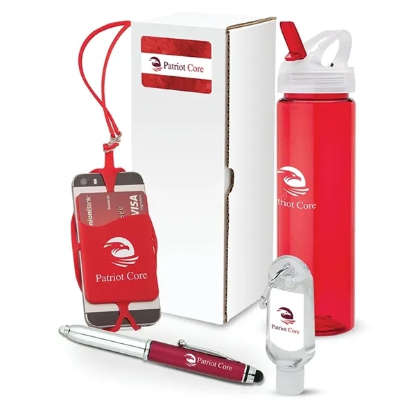 4-piece gift set with 25 oz. PET water bottle, phone/card holder,... from ASI 67866 Logomark/Valumark