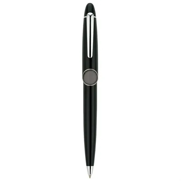 Twist action brass ballpoint pen with high-gloss black lacquered cap and... from ASI 67866 Logomark/Valumark