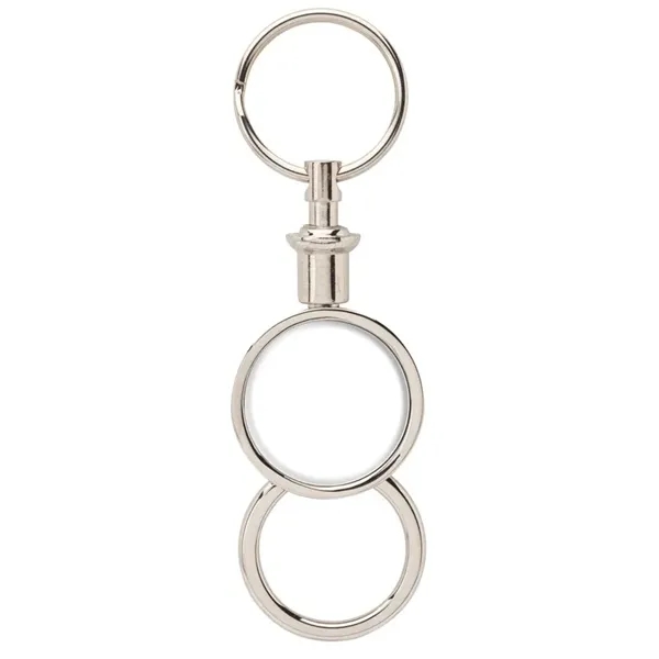 0.38" x 1.25" x 4" Barriga metal separating keychain with chrome... from ASI 67866 Logomark/Valumark