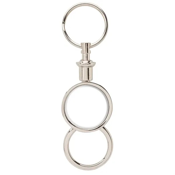 0.38" x 1.25" x 4" Barriga metal separating keychain with chrome... from ASI 67866 Logomark/Valumark