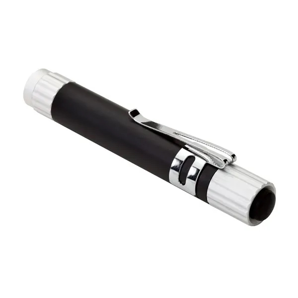 0.69" x 3.75" x 0.56" aluminum LED flashlight with rubber on/off... from ASI 67866 Logomark/Valumark