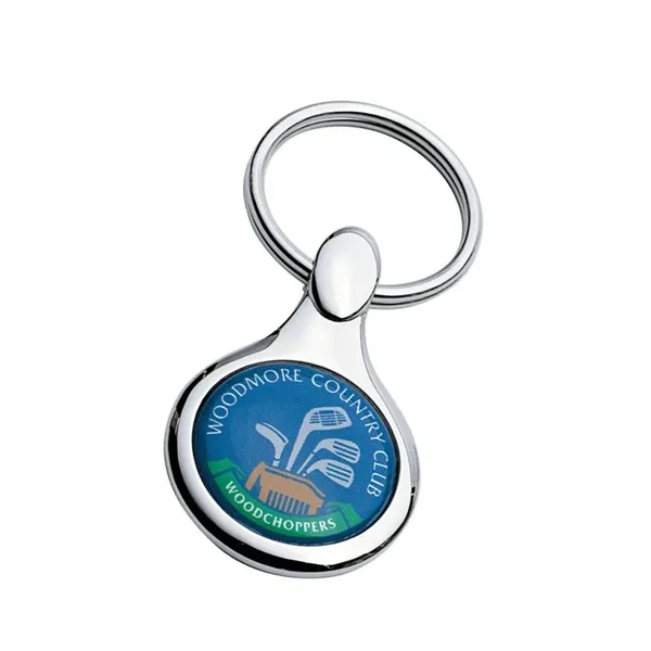 0.25" x 2.56" x 1.31" metal Apparier round keyring with chrome... from ASI 67866 Logomark/Valumark