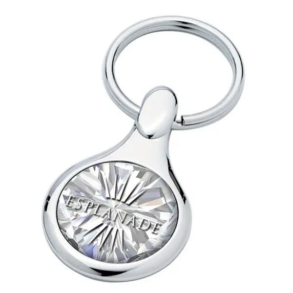 0.25" x 2.56" x 1.31" metal Apparier round keyring with chrome... from ASI 67866 Logomark/Valumark