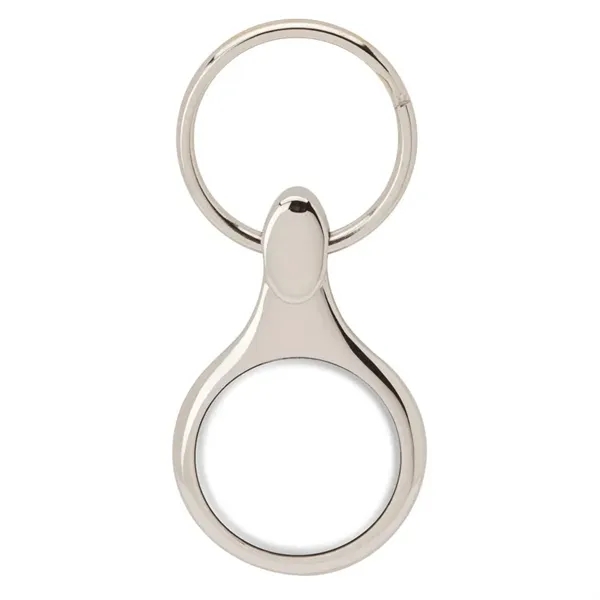 0.25" x 2.56" x 1.31" metal Apparier round keyring with chrome... from ASI 67866 Logomark/Valumark