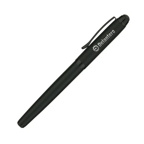 Brass/stainless steel rollerball pen with cap-off design, matte black finish, gloss... from ASI 67866 Logomark/Valumark