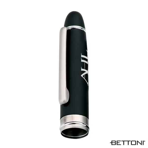 Rollerball pen with Euro-style cap-off design, solid brass barrel and soft-touch... from ASI 67866 Logomark/Valumark