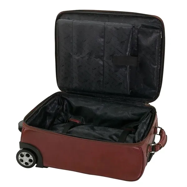 8.25" x 18.5" x 14.25" leather rolling suitcase with exterior cellphone... from ASI 67866 Logomark/Valumark