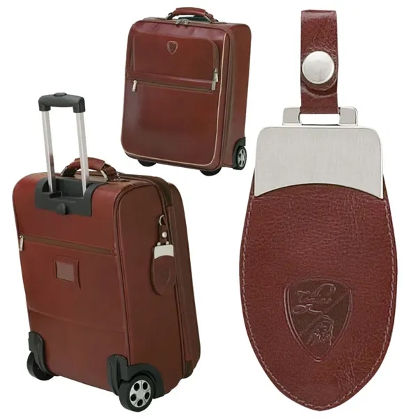 8.25" x 18.5" x 14.25" leather rolling suitcase with exterior cellphone... from ASI 67866 Logomark/Valumark