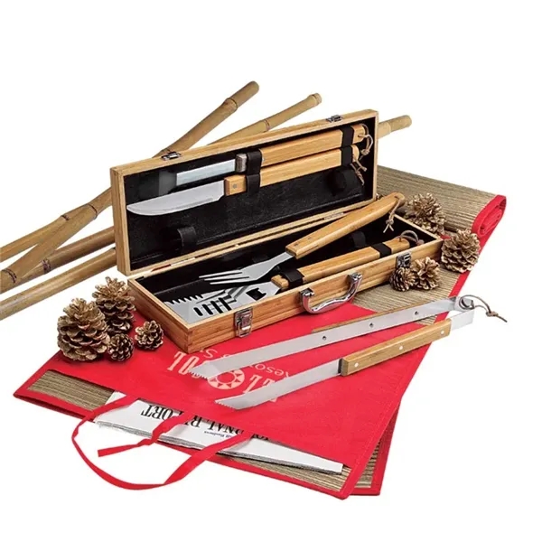 Cleveland 5 Piece Bamboo BBQ Set... from ASI 67866 Logomark/Valumark