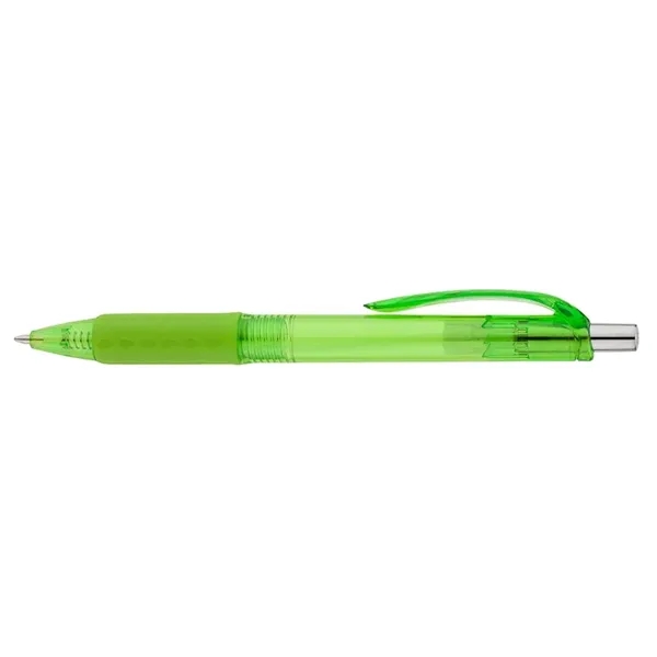 Plunger action ballpoint pen with translucent body, matching rubber grip and... from ASI 67866 Logomark/Valumark / Valumark™