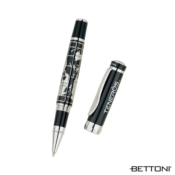 Rollerball pen with cap-off design and chrome world map barrel.... from ASI 67866 Logomark/Valumark