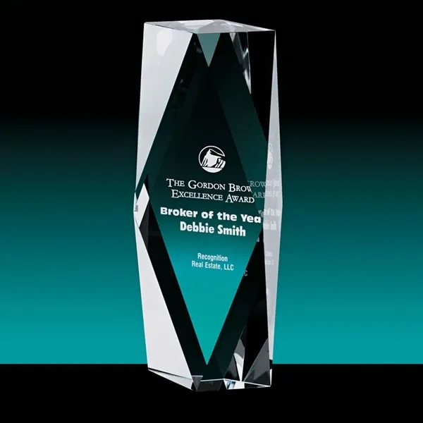 2" x 9.88" x 3.5" Zyra III large crystal tower award.... from ASI 67866 Logomark/Valumark