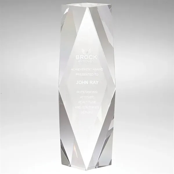 2" x 9.88" x 3.5" Zyra III large crystal tower award.... from ASI 67866 Logomark/Valumark