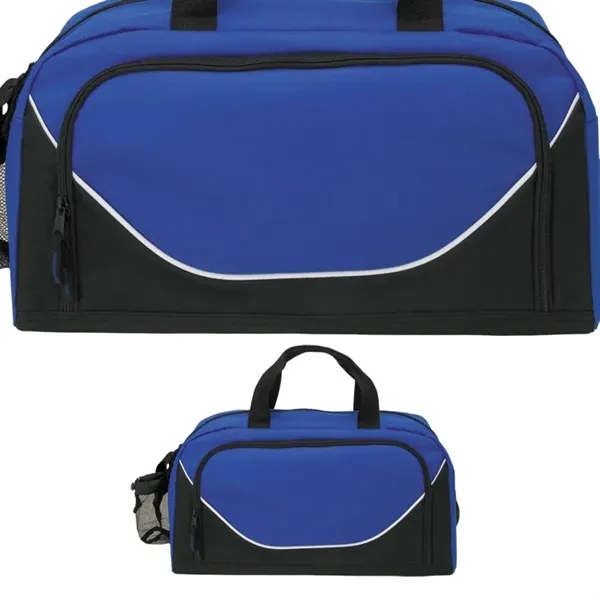 Polyester duffel bag with carrying handles and an adjustable shoulder strap.... from ASI 67866 Logomark/Valumark / Valumark™